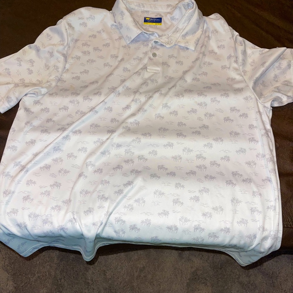 Jack Nicklaus white and grey golf polo
